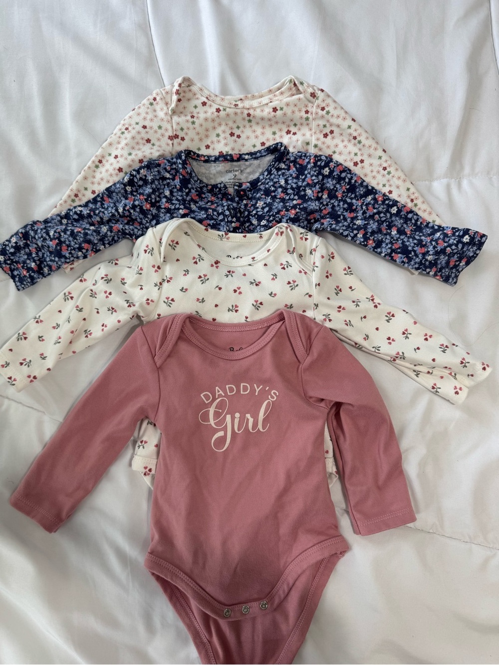 Floral Long-Sleeve Bodysuits 4 Pack